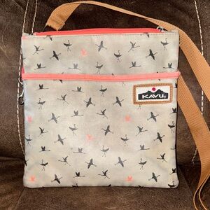 KAVU Beige Crossbody Bag with Bird Pattern